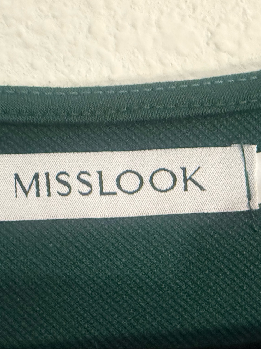 Misslook Boho Embroidered Tunic Dress Hunter Green 3/4Sleeve Shift Cottagecore L - Picture 3 of 8